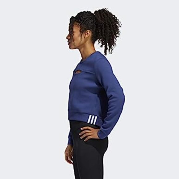 ADIDAS Women's 3-Stripes Blue Performance Sweatshirt XS - Picture 2 of 7